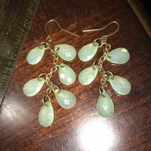 Green and gold earrings